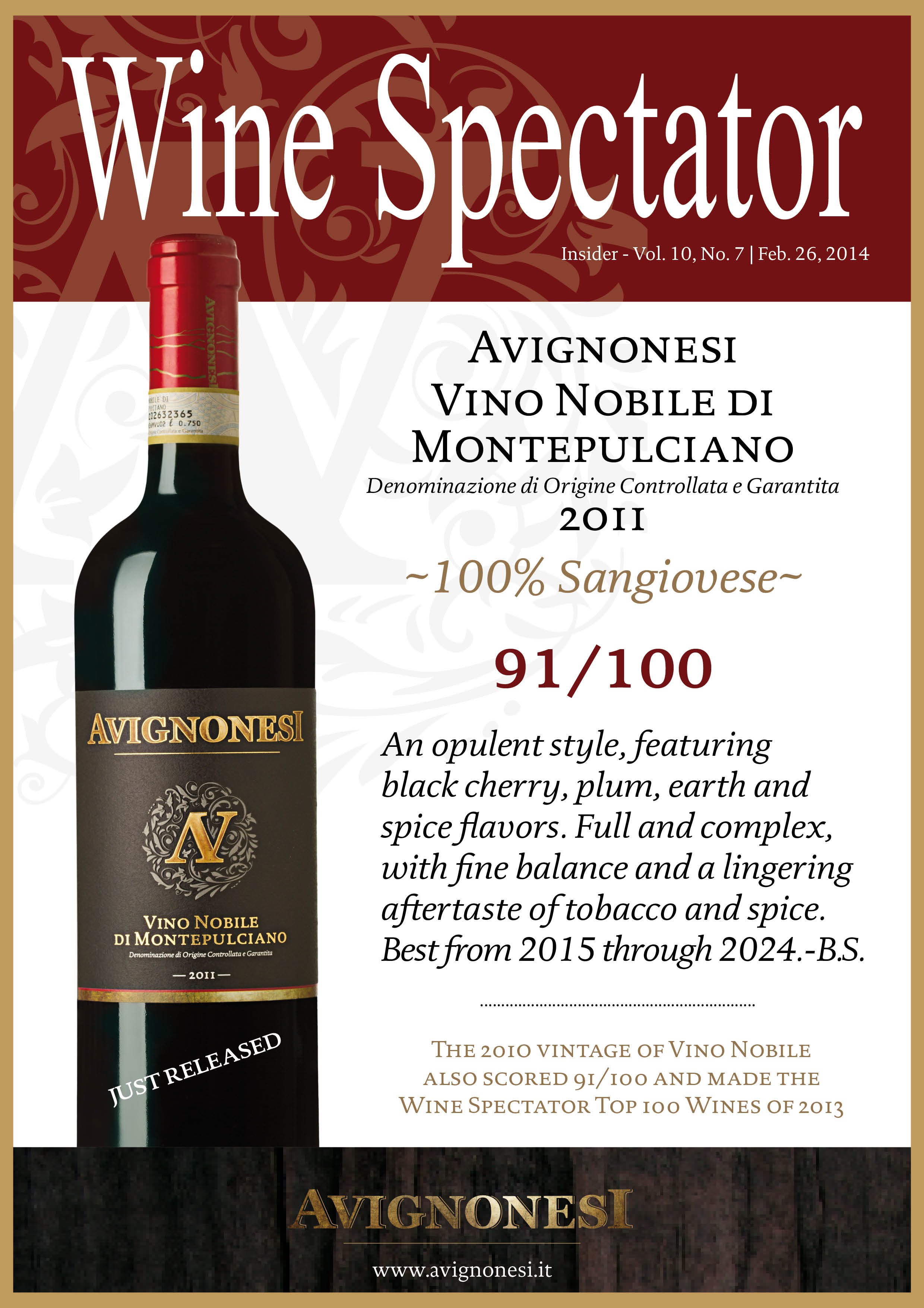 AVIGNONESI WINE NOBILE - A WINE SPECTATOR SUCCESS